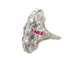 Art Déco platinum diamond and ruby ring