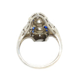 Art Déco platinum diamond and sapphire ring