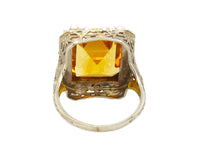 Anello antico in oro con perle e citrini, 1920 ca