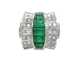 Art Déco platinum diamond and emerald ring, 1930 c.a.