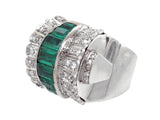 Art Déco platinum diamond and emerald ring, 1930 c.a.