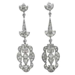 Boucles d'oreilles Art Déco en platine et diamants