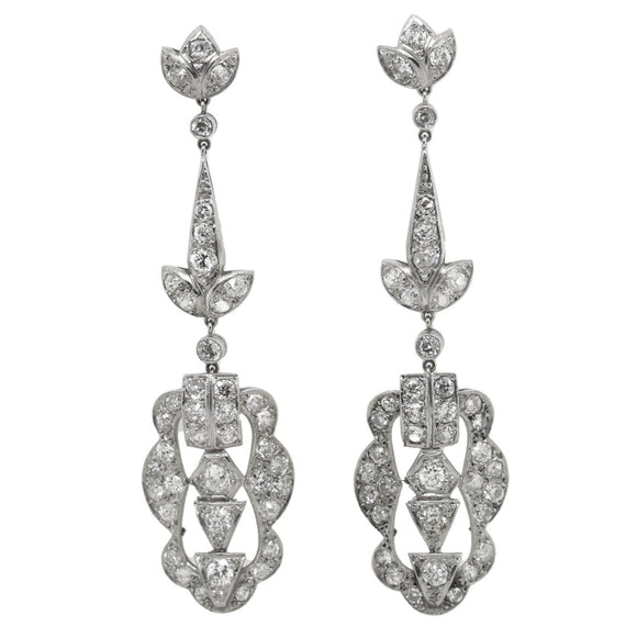 Art Deco platinum and diamond earrings