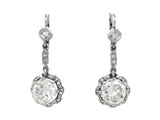 Art Déco white gold diamond dangling earrings