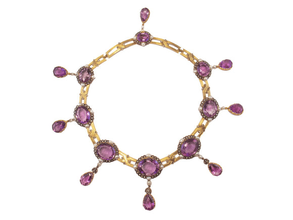 important gold diamond and amethyst suite. France. Napoleon III, 1860 c.a.