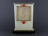 A rare yellow gold, black enamel, glass and coral electric Cartier desk timepiece 1931 In original Cartier fitted box 