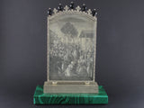 Precious XX Century Mario Buccellati engraved silver and malachite portable travel altar.