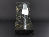 Art Déco silver and marble woman diving bookends.