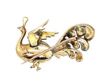Antique yellow gold, diamond and pearl peacock brooch