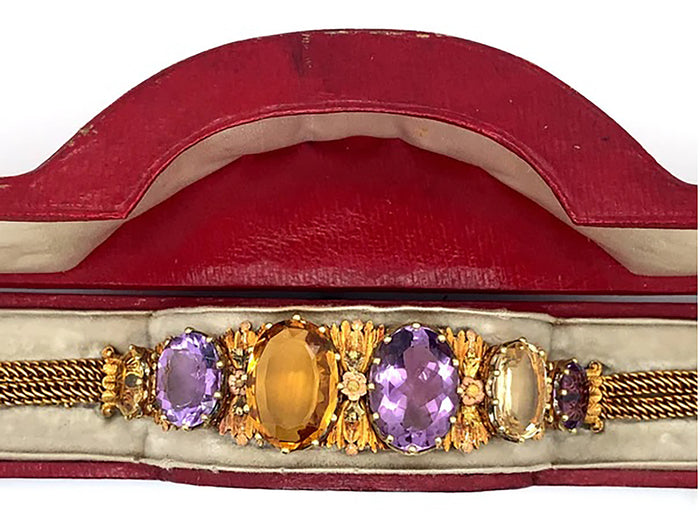 Georgian gold amethyst and citrine bracelet