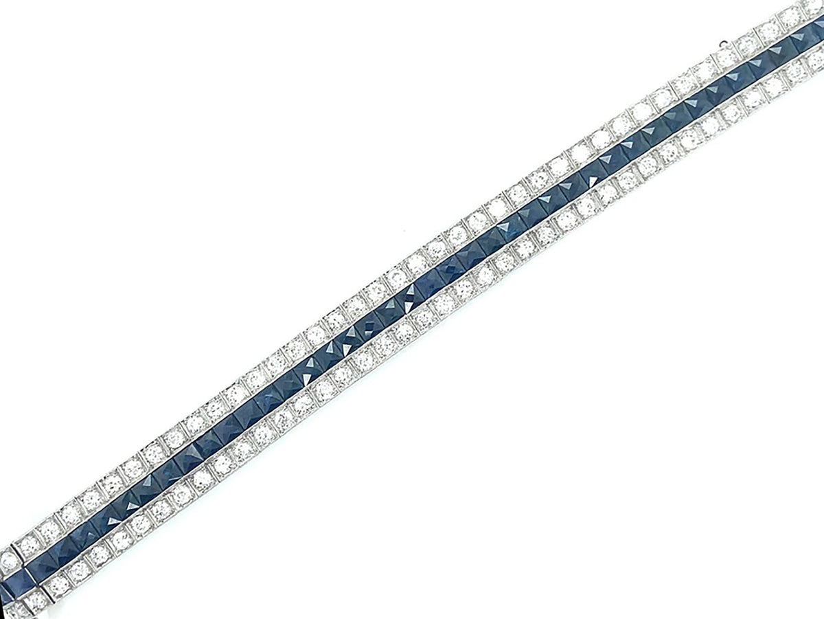 Art Deco platinum, diamond and sapphire bracelet, 1930 c.a.