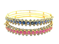Couple of Victorian ruby, sapphire and diamond bangle bracelets