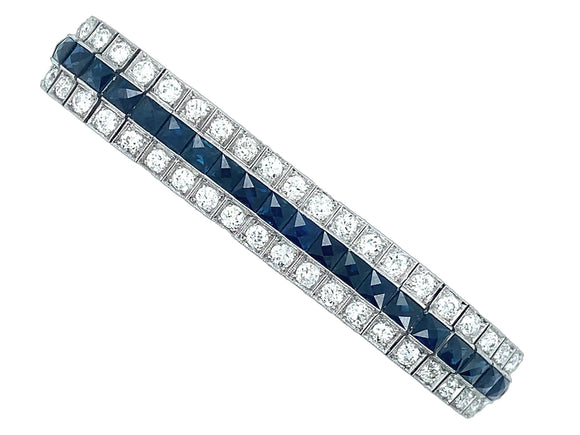Art Deco platinum, diamond and sapphire bracelet, 1930 c.a.