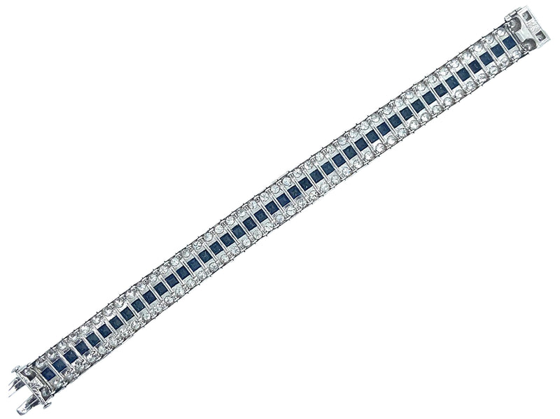 Art Deco platinum, diamond and sapphire bracelet, 1930 c.a.