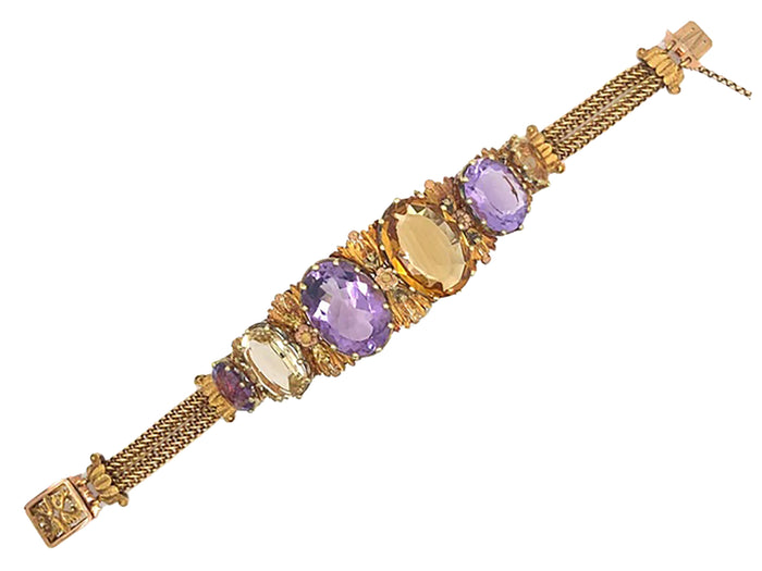 Georgian gold amethyst and citrine bracelet