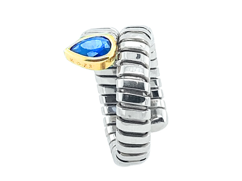 Anello Bulgari Tubogas in oro e zaffiri.