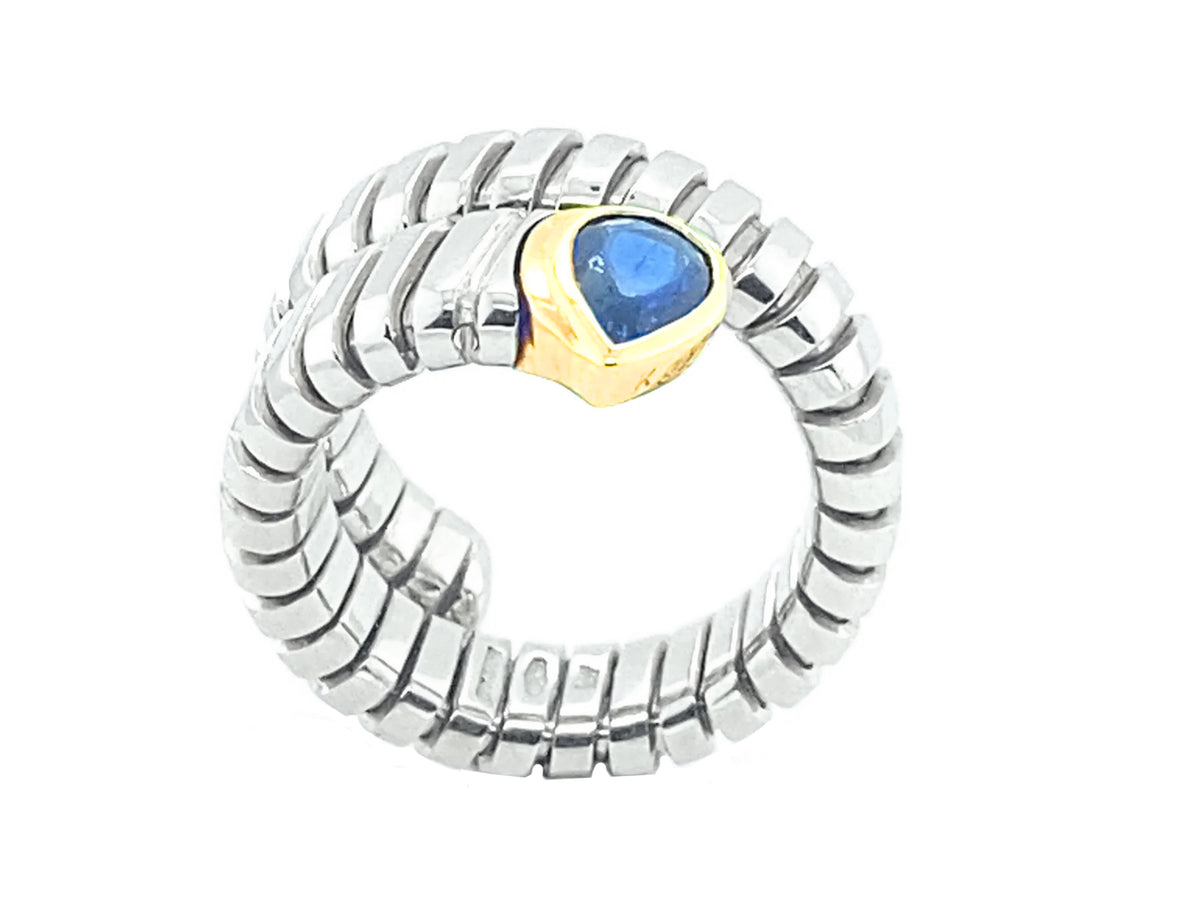 Anello Bulgari Tubogas in oro e zaffiri.