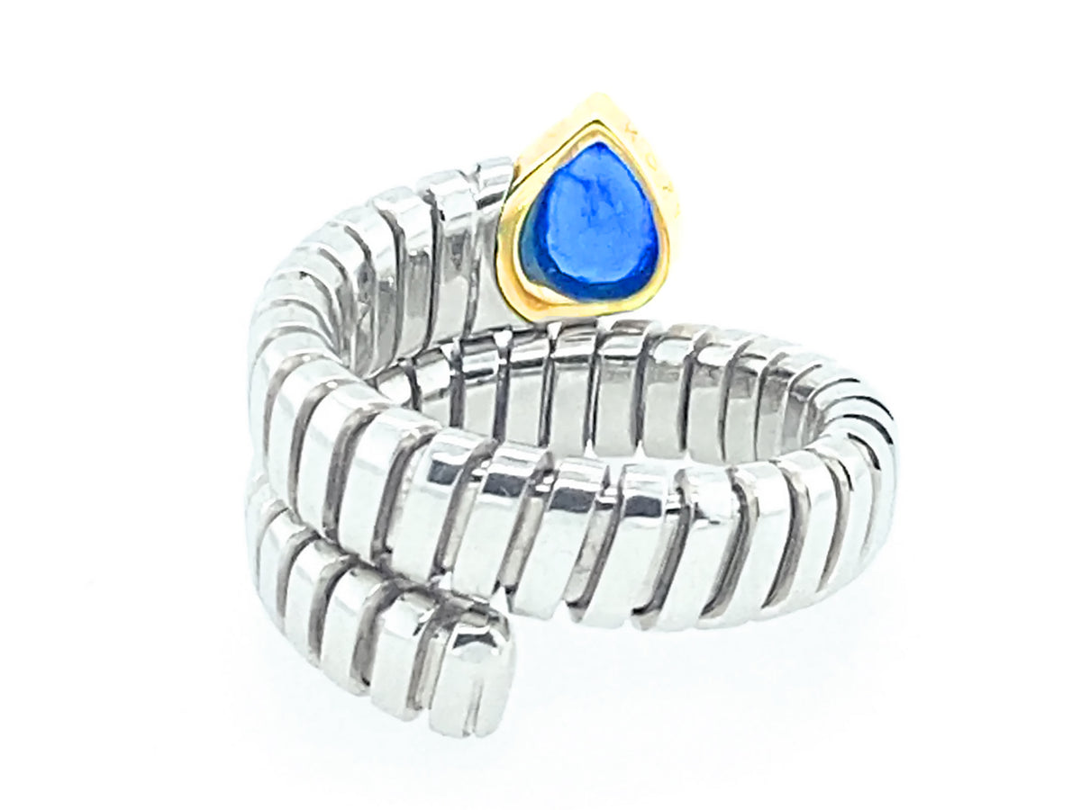 Anello Bulgari Tubogas in oro e zaffiri.
