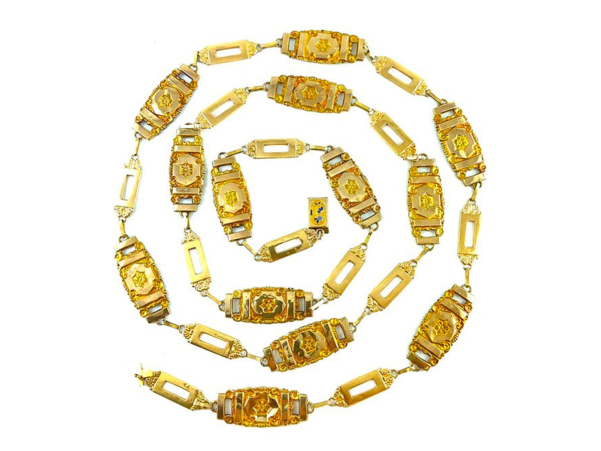 Long antique gold chain necklace, 19th century