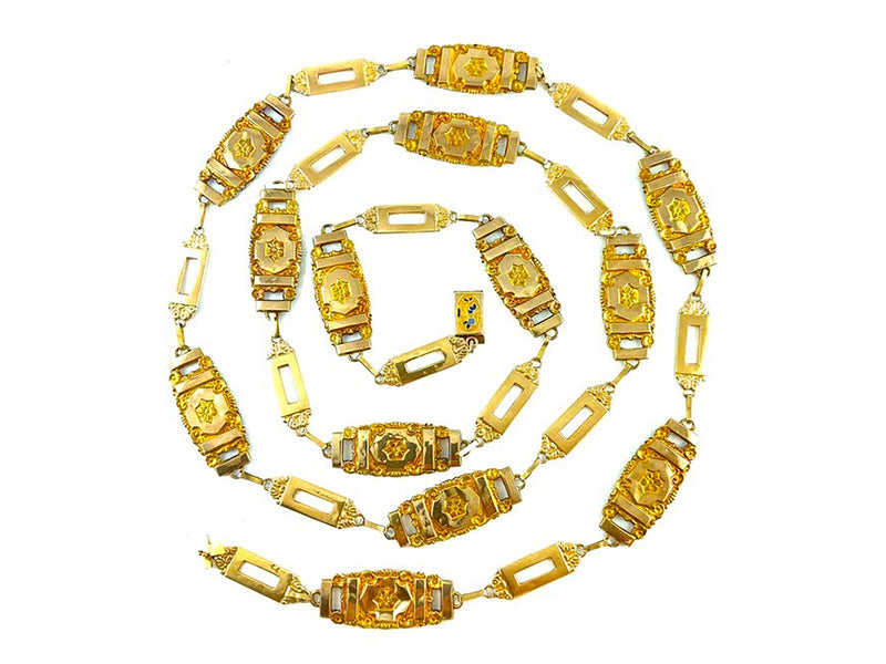 Long antique gold chain necklace, 19th century