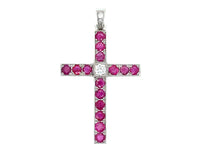 Art Deco ruby and diamond cross pendant