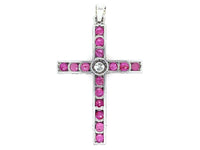 Art Deco ruby and diamond cross pendant