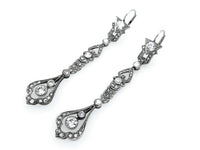 Long platinum and diamond  earrings between Edwardian and Art Deco