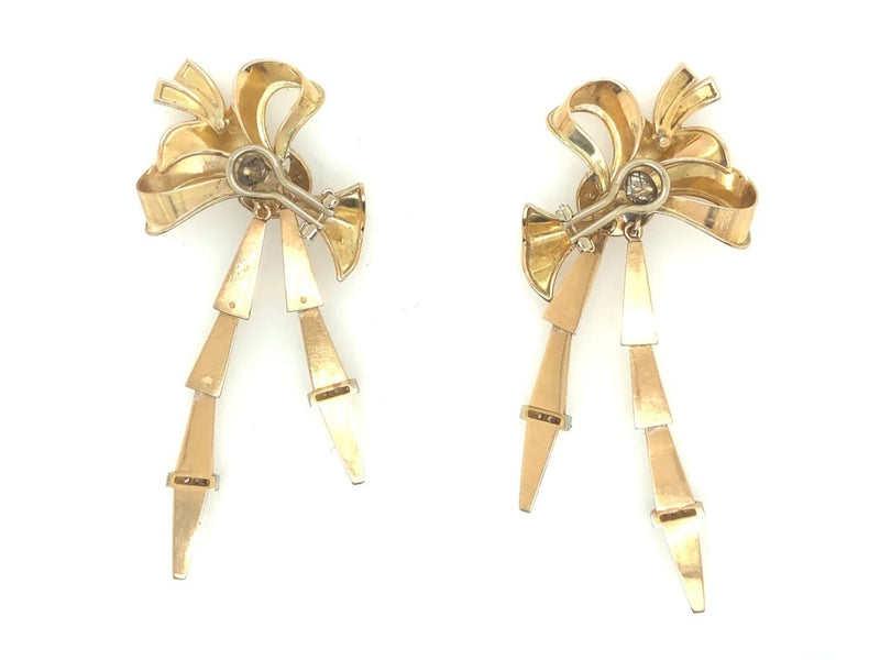 Retro yellow gold and diamond earrings, 1940