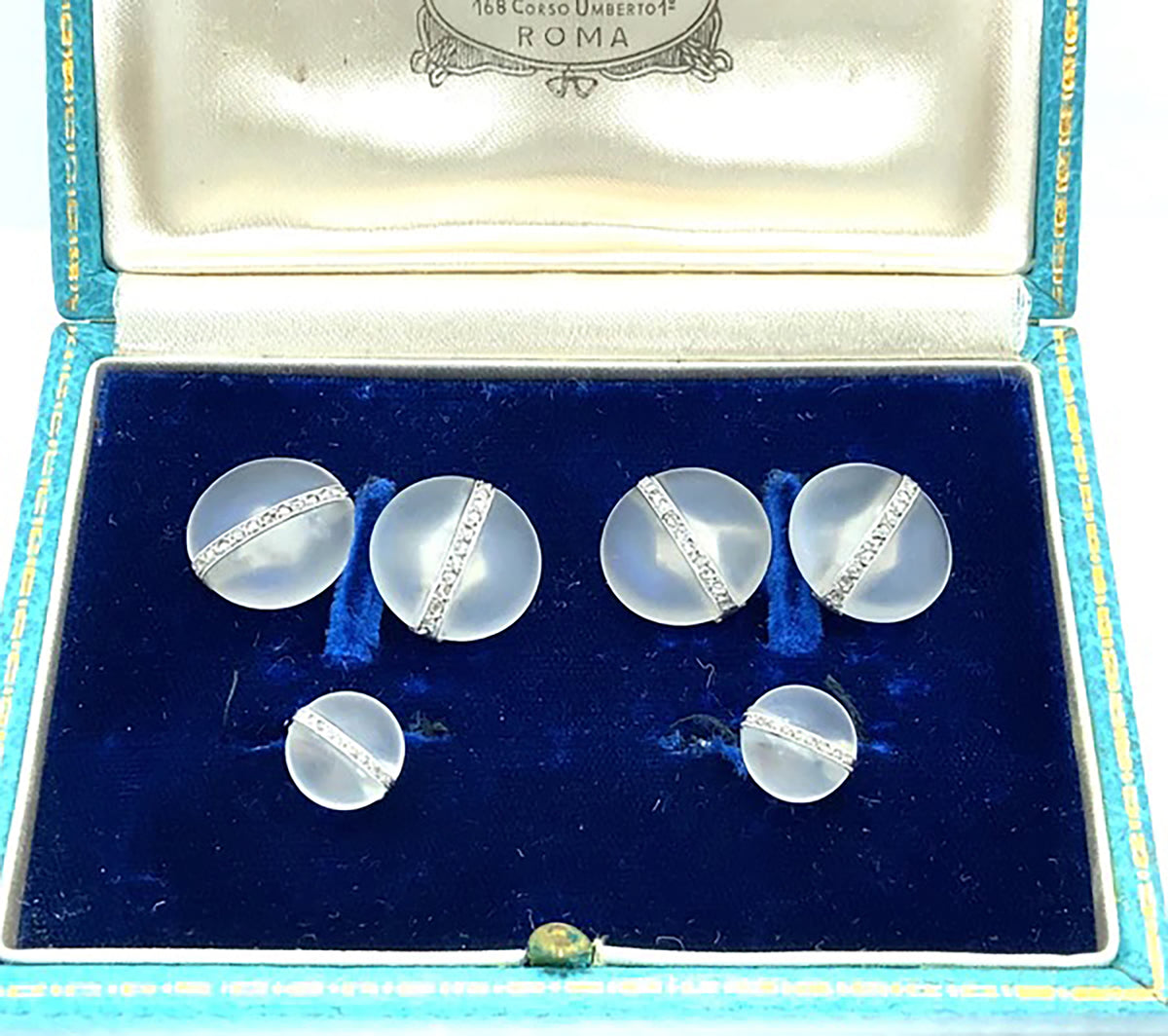 Art Deco platinum, gold, diamond and rock crystal cufflink set