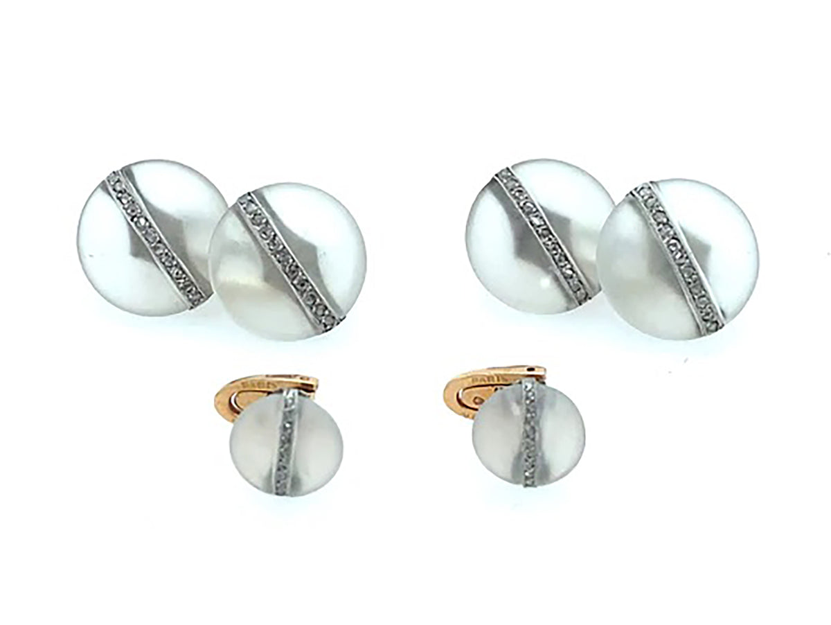 Art Deco platinum, gold, diamond and rock crystal cufflink set