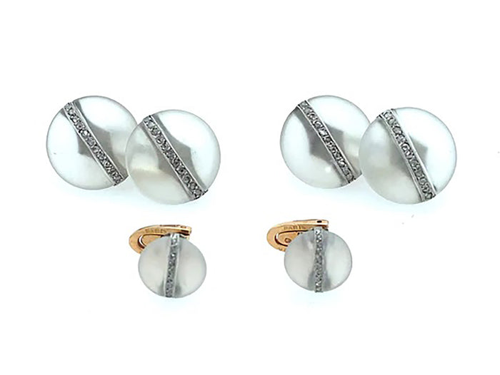 Art Deco platinum, gold, diamond and rock crystal cufflink set