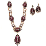 Parure victorienne en or, diamants et grenat