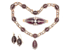 Victorian gold, diamond and garnet Parure