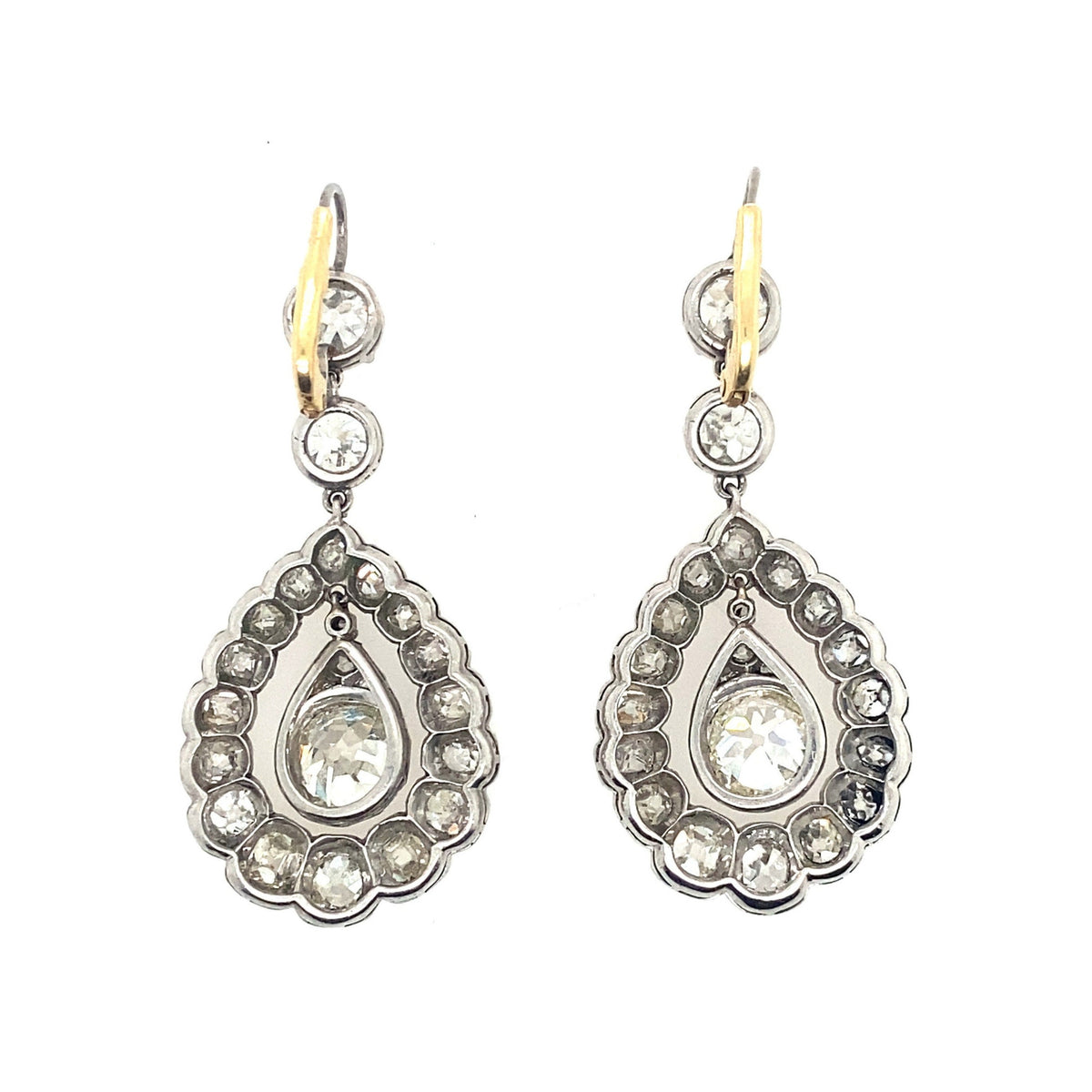 Orecchini pendenti edoardiani in platino e diamanti taglio antico, 1900 ca.