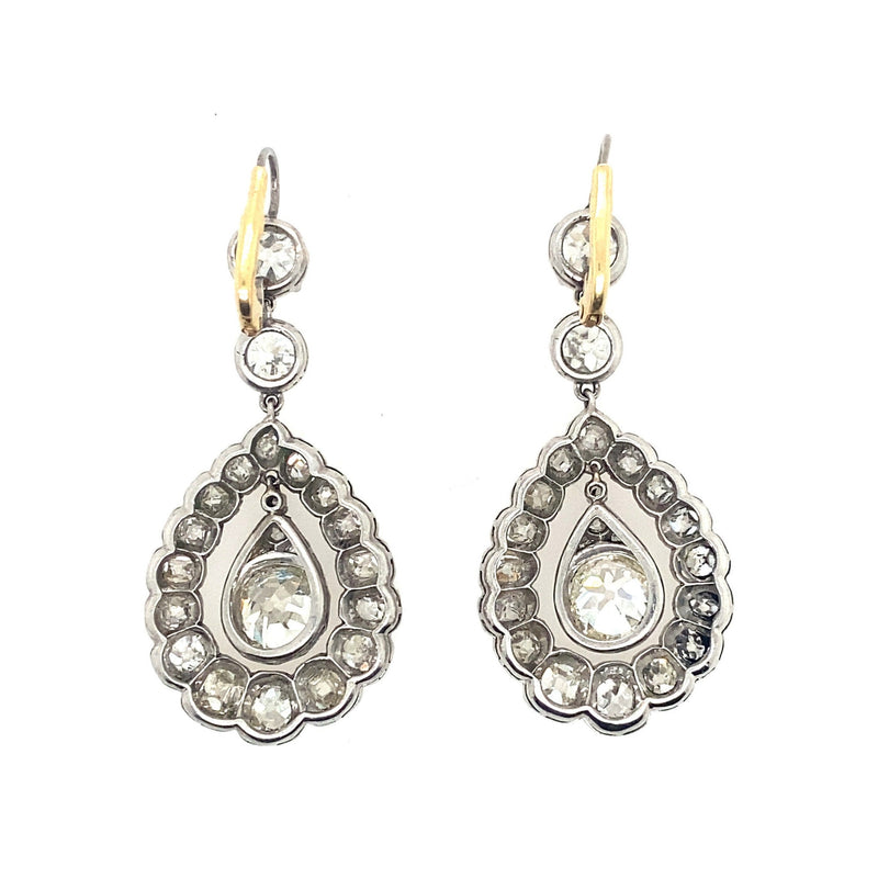 Orecchini pendenti edoardiani in platino e diamanti taglio antico, 1900 ca.
