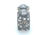 Antique gold and silver cushion cut men ring, 1900 c.a.