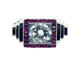 Art Deco white gold diamond and ruby ring