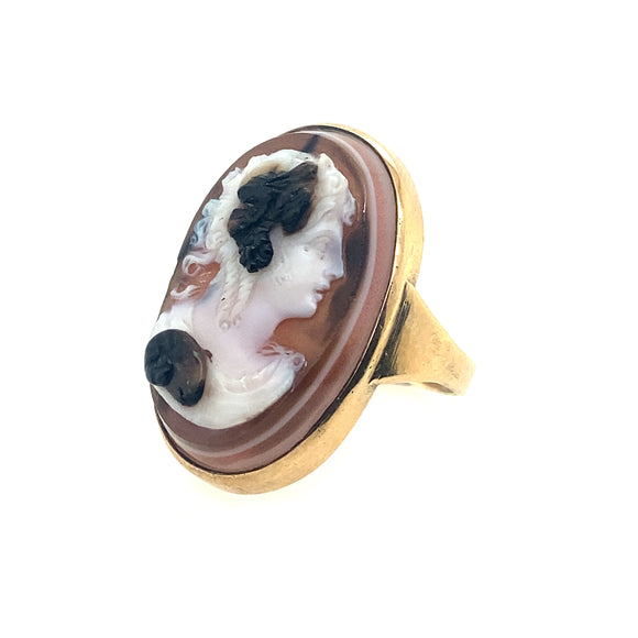 Bague camée géorgienne en or et agate