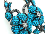 Boucles d'oreilles victoriennes en turquoise, diamants et perles.