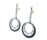 Art Deco diamond and black enamel earrings