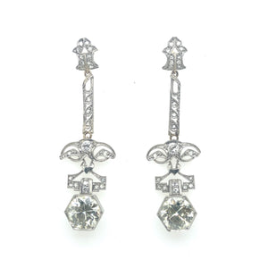 Edwardian platinum and diamond earrings, 1910 c.a.