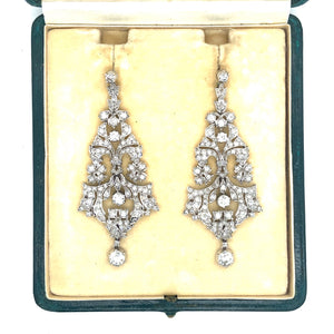 Art Deco platinum and diamond chandelier earrings
