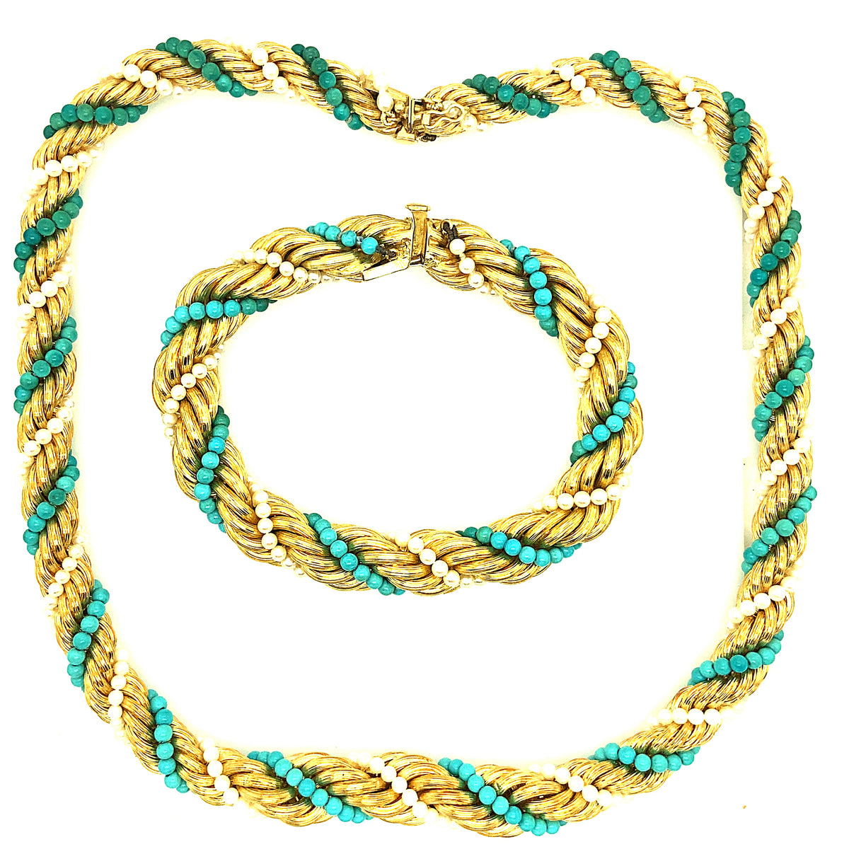 Van Cleef et Arpels gold, pearl and turquoise set