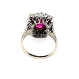 Burma ruby platinum and diamond 1950 ring