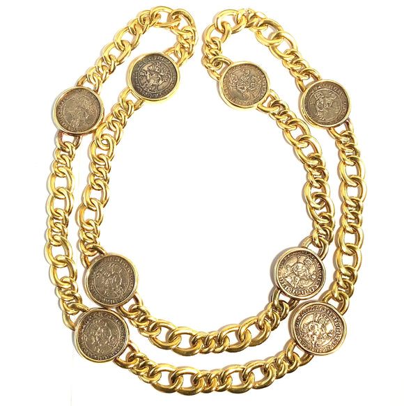 Bulgari gold and antique coin monete necklace
