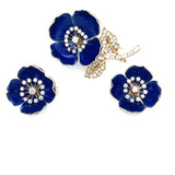 Boucheron yellow gold blue enamel and diamond flower Demi Parure