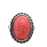 A XIX Century yellow gold and coral cameo ring