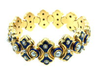 Falize gold blue enamel and natural pearl bracelet, 1860
