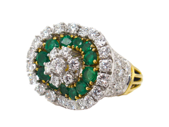 Van Cleef & Arpels 1960’s gold diamond and emerald cocktail ring