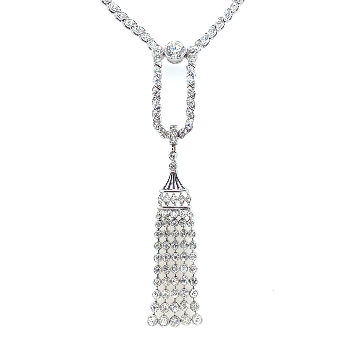 Art Deco platinum and diamond tassel necklace, 1930
